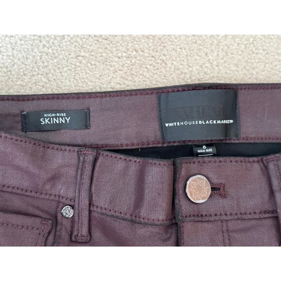 NWT White House Black Market HR Skinny-Coated Curve Hugging Jeans Burgundy SZ 8 - Picture 7 of 13